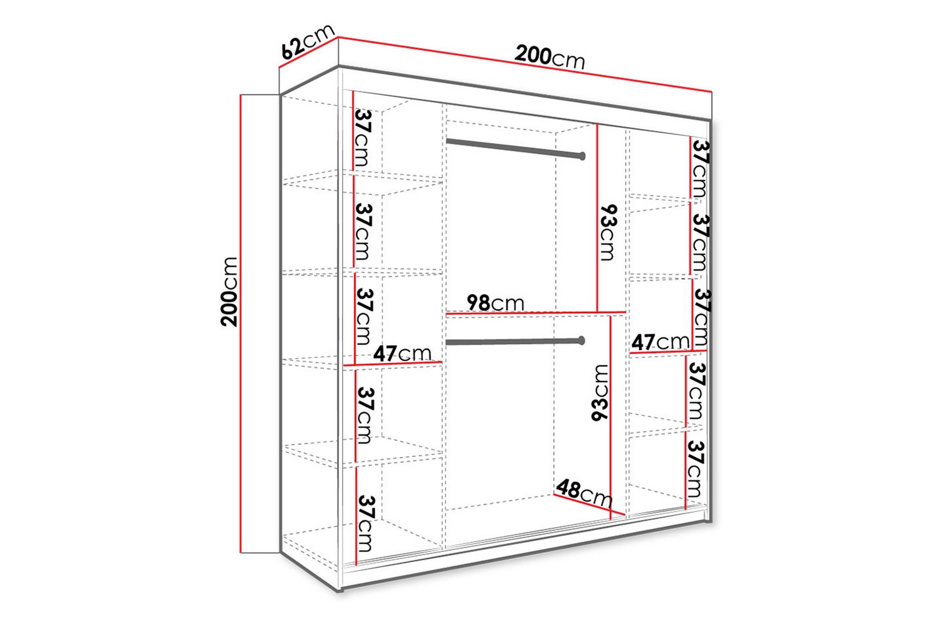 Marmuria Garderobe med Speil 200 cm Marmormønster - Svart/Hvit/Gull - Oppbevaring - Klesoppbevaring - Garderober & garderobesystem