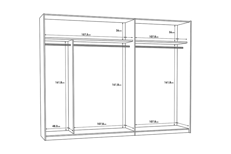 Melnik Garderobe 62x270 cm - Brun/Svart - Oppbevaring - Klesoppbevaring - Garderober & garderobesystem