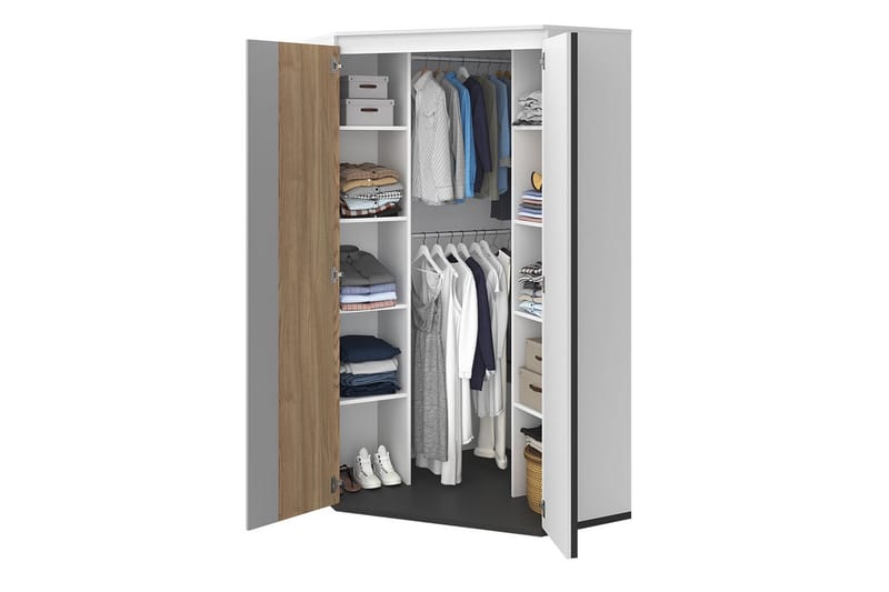 Metropolitan Garderobe 95x199 cm - Brun/Hvit/Lysegrå/Sort - Oppbevaring - Klesoppbevaring - Garderober & garderobesystem - Hjørnegarderobe