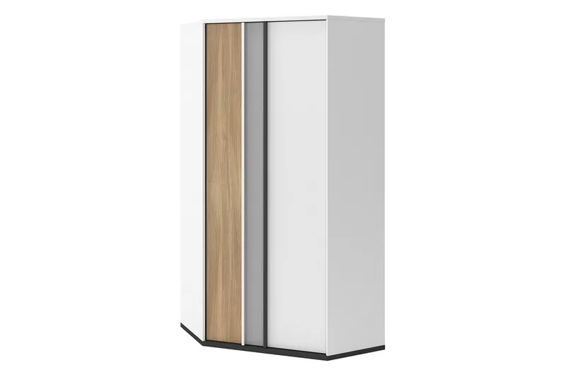 Metropolitan Garderobe 95x199 cm, Brun/Hvit/Lysegrå/Sort