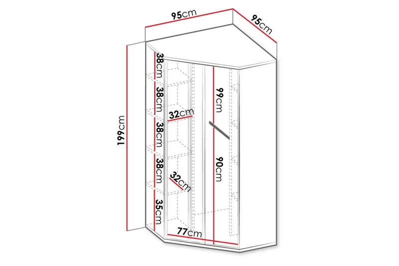 Metropolitan Garderobe 95x199 cm - Brun/Hvit/Lysegrå/Sort - Oppbevaring - Klesoppbevaring - Garderober & garderobesystem