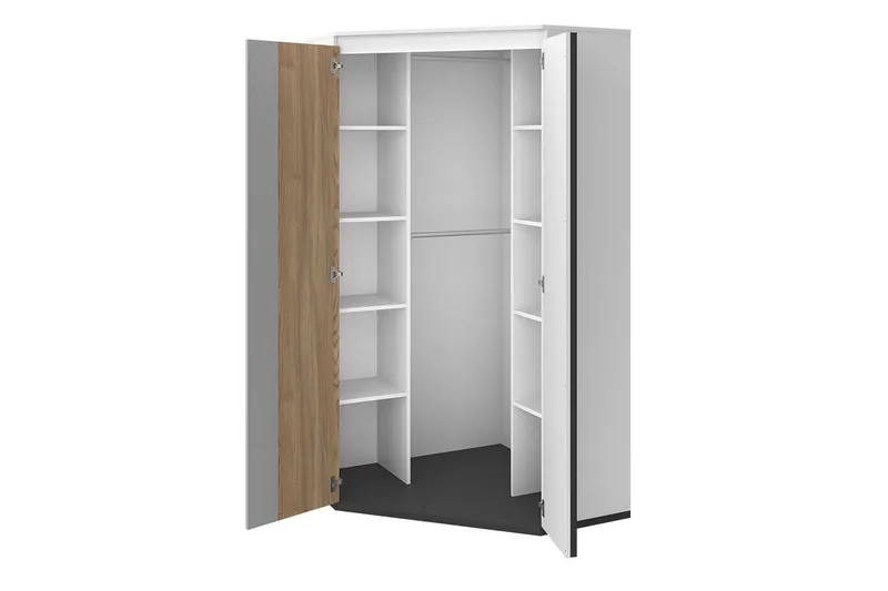 Metropolitan Garderobe 95x199 cm - Brun/Hvit/Lysegrå/Sort - Oppbevaring - Klesoppbevaring - Garderober & garderobesystem - Hjørnegarderobe