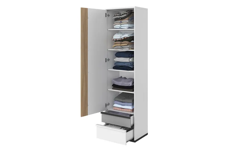 Metropolitan Garderobeskap 55x199 cm - Brun/Hvit/Lysegrå/Sort - Oppbevaring - Klesoppbevaring - Garderober & garderobesystem