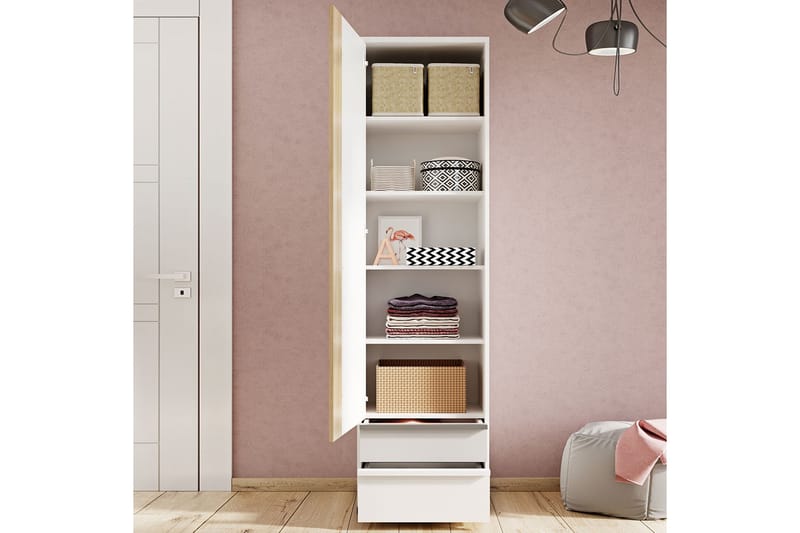 Metropolitan Garderobeskap 55x199 cm - Brun/Hvit/Lysegrå/Sort - Oppbevaring - Klesoppbevaring - Garderober & garderobesystem