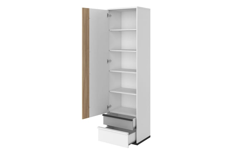 Metropolitan Garderobeskap 55x199 cm - Brun/Hvit/Lysegrå/Sort - Oppbevaring - Klesoppbevaring - Garderober & garderobesystem