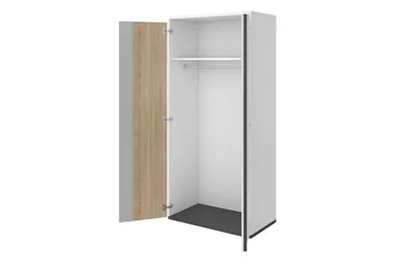 Metropolitan Garderobeskap 90x199 cm - Hvit/Grå/Svart - Oppbevaring - Klesoppbevaring - Garderober & garderobesystem