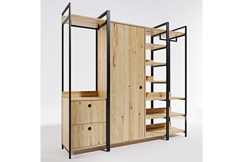 Meydani Garderob 200x40 cm - Natur / Svart - Oppbevaring - Klesoppbevaring - Garderober & garderobesystem