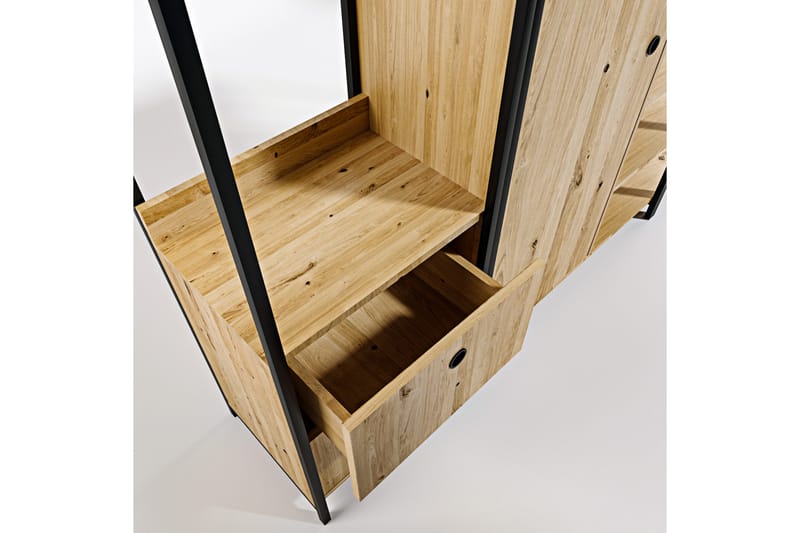 Meydani Garderob 200x40 cm - Natur / Svart - Oppbevaring - Klesoppbevaring - Garderober & garderobesystem