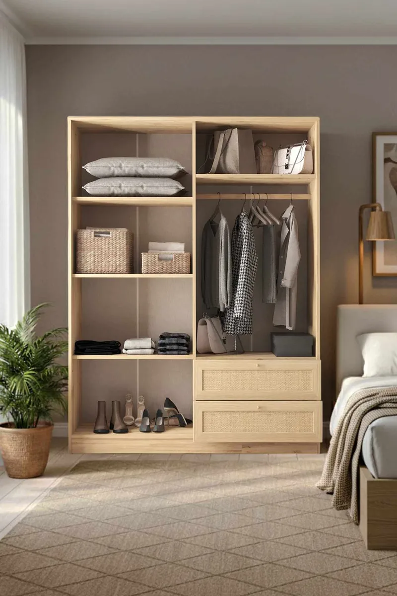 Meyloren garderobe 137x182 cm - Beige - Oppbevaring - Klesoppbevaring - Garderober & garderobesystem - Garderobeskap & klesskap