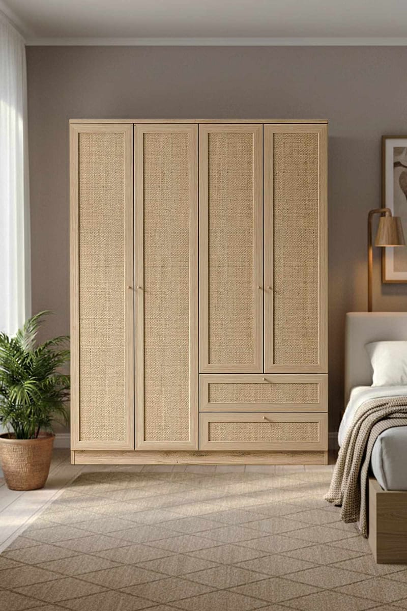 Meyloren garderobe 137x182 cm - Beige - Oppbevaring - Klesoppbevaring - Garderober & garderobesystem - Garderobeskap & klesskap
