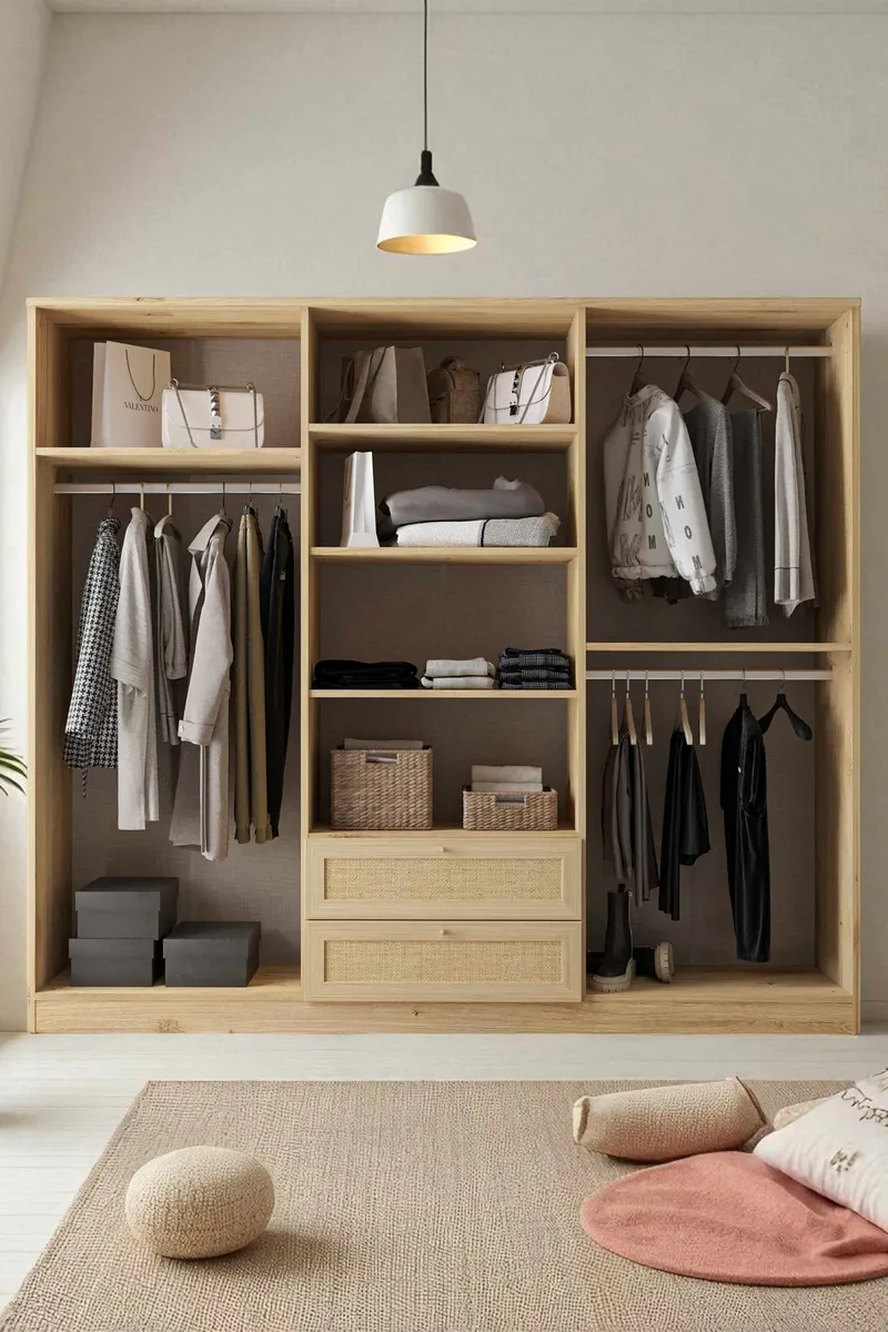 Meyloren garderobe 206x182 cm - Beige - Oppbevaring - Klesoppbevaring - Garderober & garderobesystem - Garderobeskap & klesskap