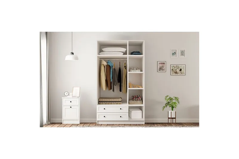 Meyra Garderobe 105x184 cm - Matt Hvit - Oppbevaring - Klesoppbevaring - Garderober & garderobesystem