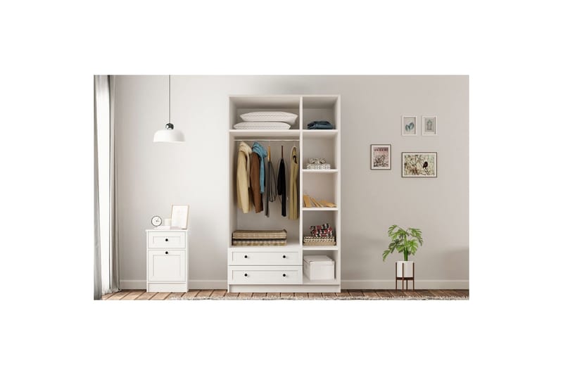Meyra Garderobe 105x184 cm - Matt Hvit - Oppbevaring - Klesoppbevaring - Garderober & garderobesystem