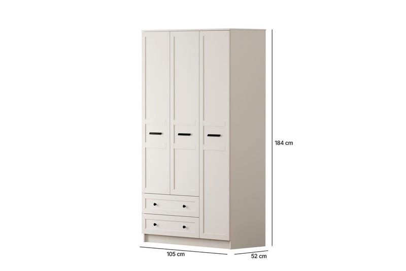 Meyra Garderobe 105x184 cm - Matt Hvit - Oppbevaring - Klesoppbevaring - Garderober & garderobesystem