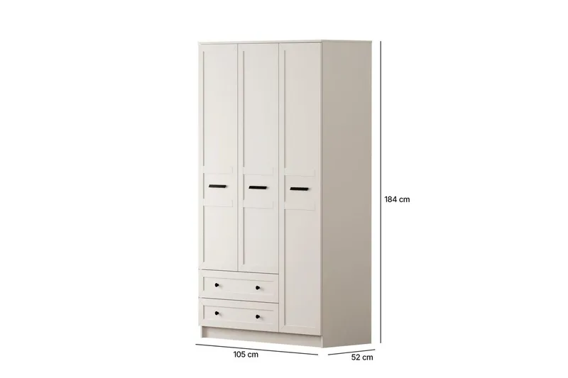 Meyra Garderobe 105x184 cm - Matt Hvit - Oppbevaring - Klesoppbevaring - Garderober & garderobesystem