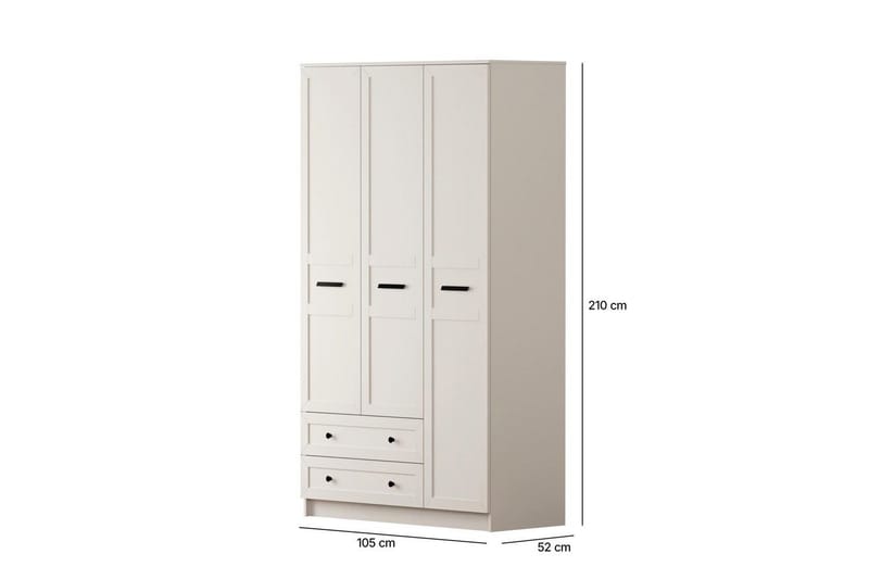 Meyra Garderobe 105x210 cm - Matt Hvit - Oppbevaring - Klesoppbevaring - Garderober & garderobesystem