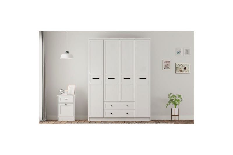 Meyra Garderobe 140x184 cm - Matt Hvit - Oppbevaring - Klesoppbevaring - Garderober & garderobesystem