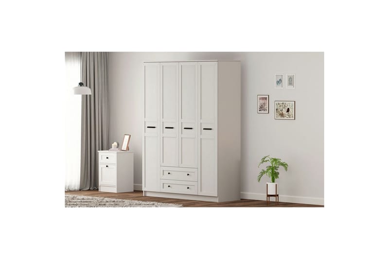 Meyra Garderobe 140x184 cm - Matt Hvit - Oppbevaring - Klesoppbevaring - Garderober & garderobesystem