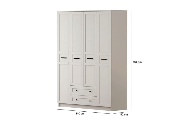 Meyra Garderobe 140x184 cm - Matt Hvit - Oppbevaring - Klesoppbevaring - Garderober & garderobesystem