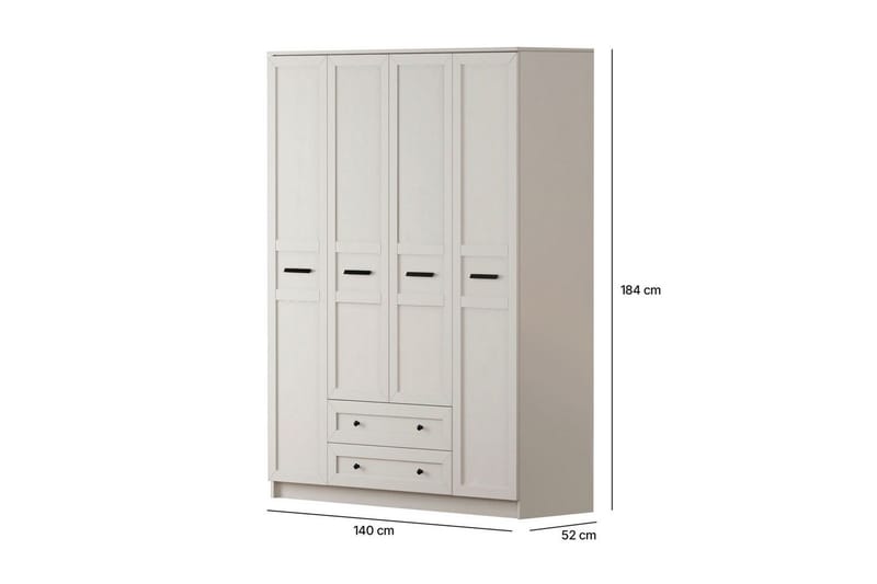 Meyra Garderobe 140x184 cm - Matt Hvit - Oppbevaring - Klesoppbevaring - Garderober & garderobesystem