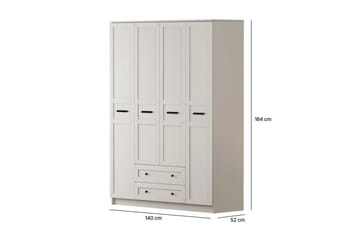Meyra Garderobe 140x184 cm - Matt Hvit - Oppbevaring - Klesoppbevaring - Garderober & garderobesystem