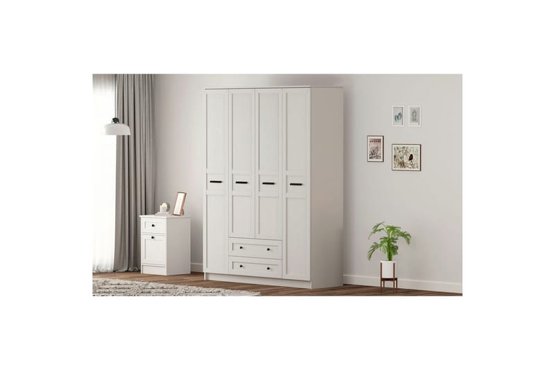 Meyra Garderobe 140x210 cm - Hvit - Oppbevaring - Klesoppbevaring - Garderober & garderobesystem