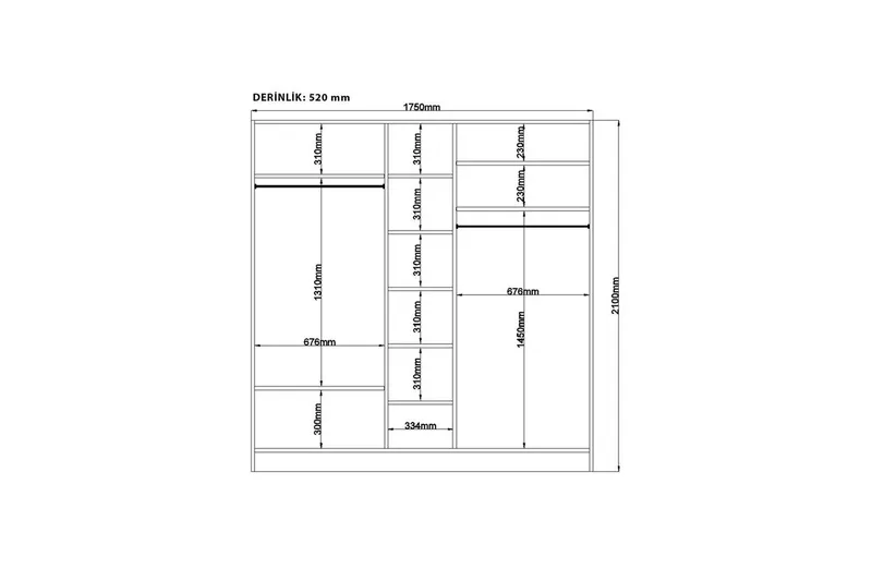 Meyra Garderobe 175x210 cm - Matt Hvit - Oppbevaring - Klesoppbevaring - Garderober & garderobesystem