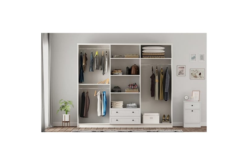 Meyra Garderobe 210x184 cm - Hvit - Oppbevaring - Klesoppbevaring - Garderober & garderobesystem