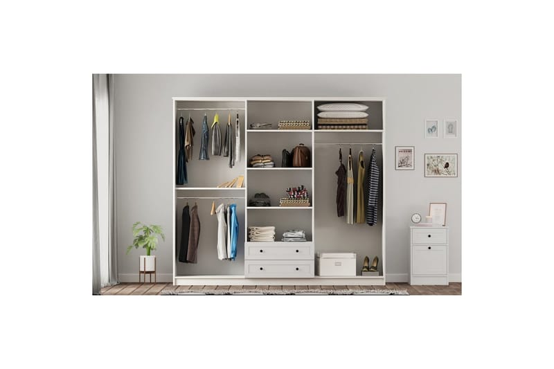 Meyra Garderobe 210x184 cm - Hvit - Oppbevaring - Klesoppbevaring - Garderober & garderobesystem