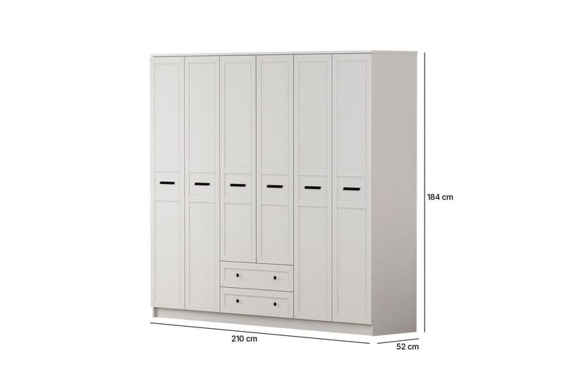 Meyra Garderobe 210x184 cm - Hvit - Oppbevaring - Klesoppbevaring - Garderober & garderobesystem