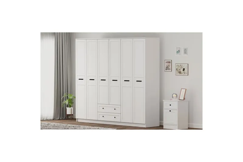 Meyra Garderobe 210x184 cm - Hvit - Oppbevaring - Klesoppbevaring - Garderober & garderobesystem