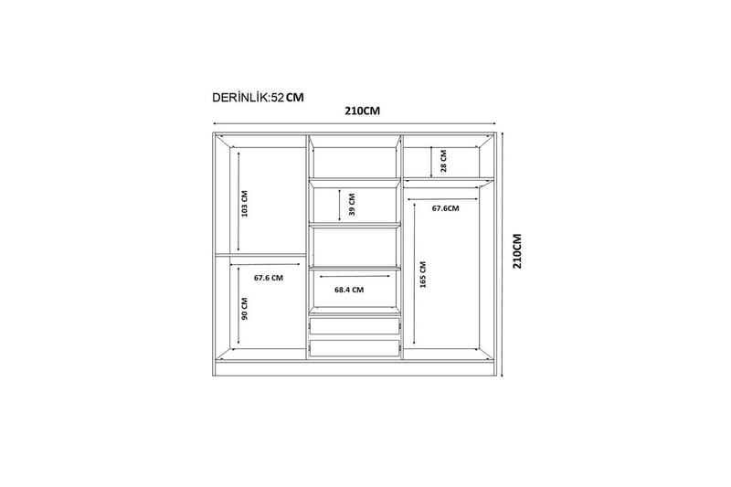 Meyra Garderobe 210x210 cm - Matt Hvit - Oppbevaring - Klesoppbevaring - Garderober & garderobesystem