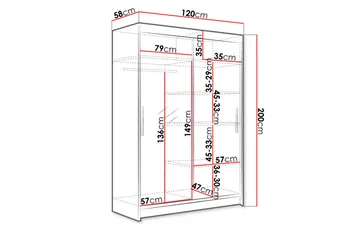 Miami Garderobe 120x58x200 cm - Beige / Grå - Oppbevaring - Klesoppbevaring - Garderober & garderobesystem
