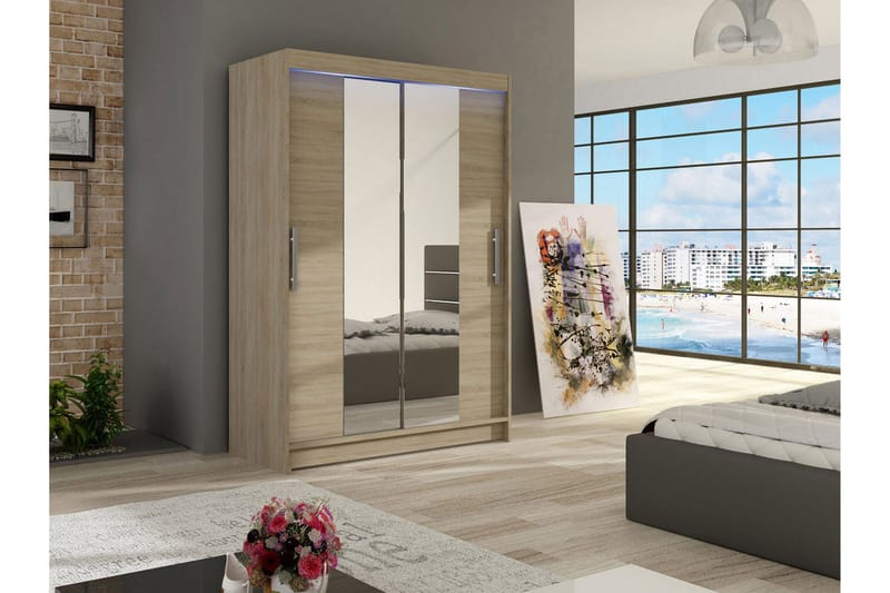 Miami Garderobe 120x58x200 cm - Beige / Grå - Oppbevaring - Klesoppbevaring - Garderober & garderobesystem - Garderobeskap & klesskap