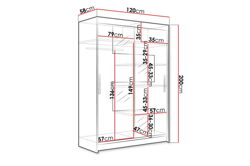 Miami Garderobe 120x58x200 cm - Beige / Grå - Oppbevaring - Klesoppbevaring - Garderober & garderobesystem