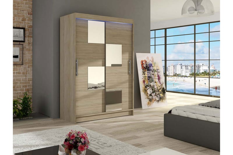 Miami Garderobe 120x58x200 cm - Beige / Grå - Oppbevaring - Klesoppbevaring - Garderober & garderobesystem