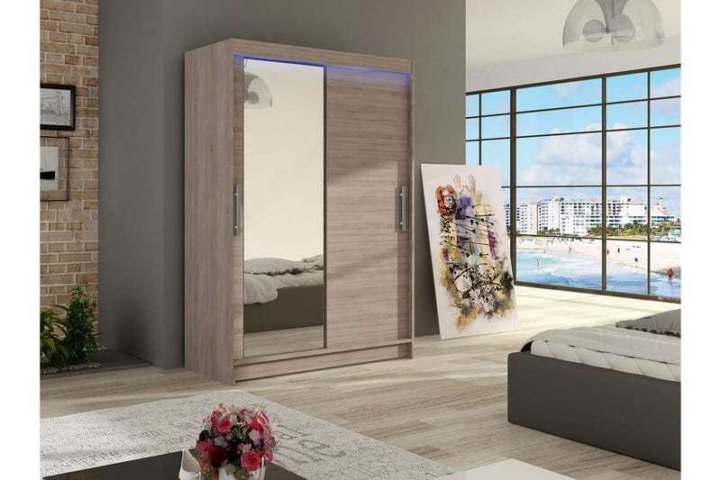 Miami Garderobe 120x58x200 cm - Beige / Grå - Oppbevaring - Klesoppbevaring - Garderober & garderobesystem