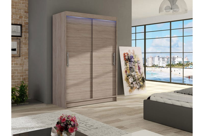Miami Garderobe 120x58x200 cm - Beige / Grå - Oppbevaring - Klesoppbevaring - Garderober & garderobesystem