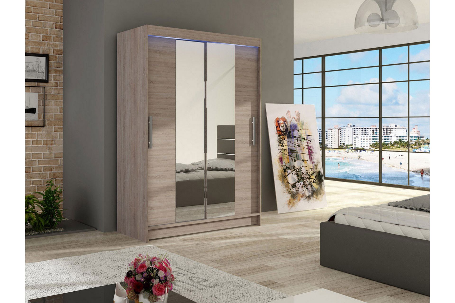 Miami Garderobe 120x58x200 cm - Beige / Grå - Oppbevaring - Klesoppbevaring - Garderober & garderobesystem