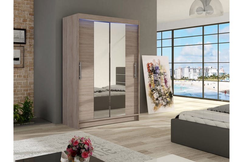 Miami Garderobe 120x58x200 cm - Beige / Grå - Oppbevaring - Klesoppbevaring - Garderober & garderobesystem