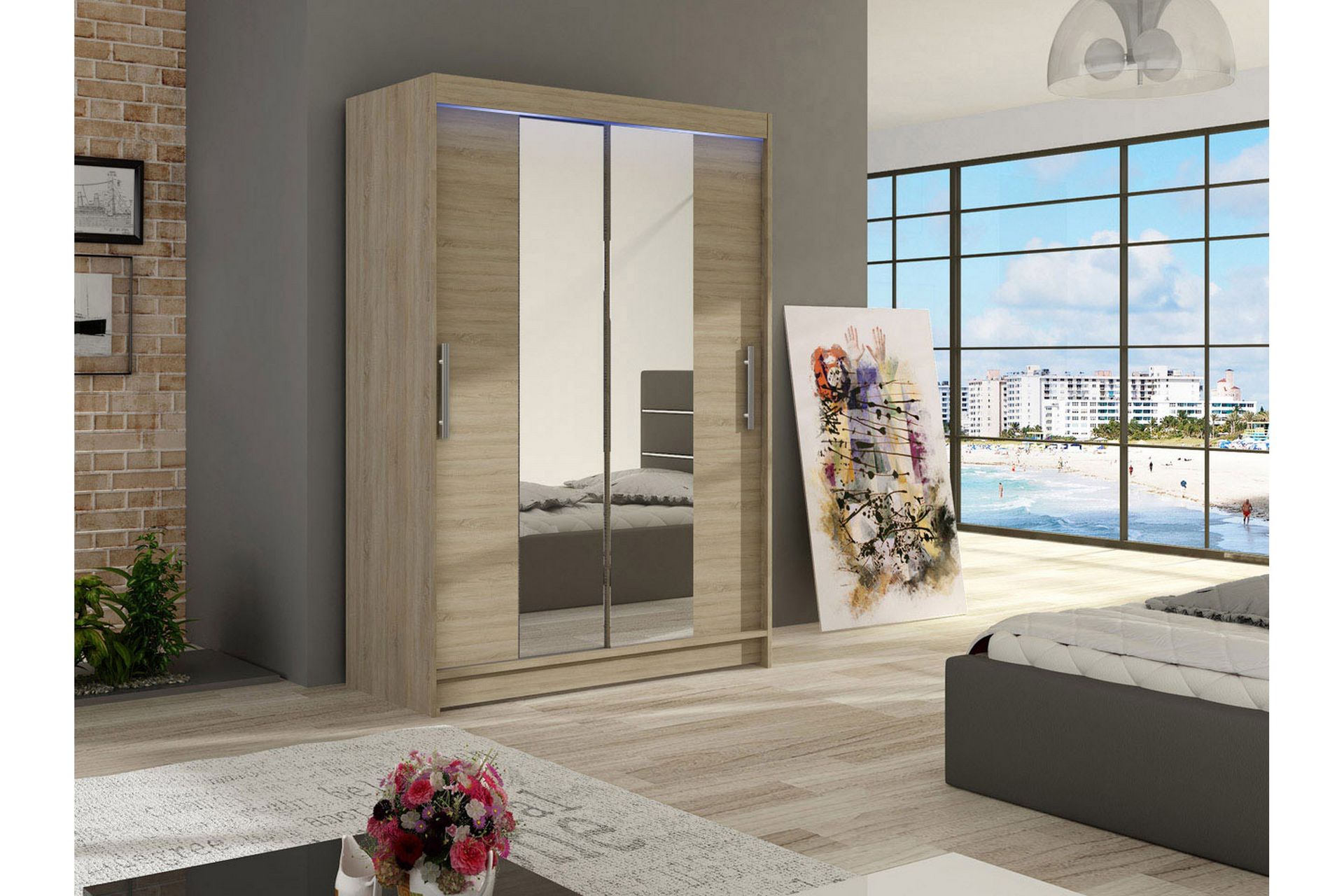 Miami Garderobe 120x58x200 cm - Beige / Grå - Oppbevaring - Klesoppbevaring - Garderober & garderobesystem