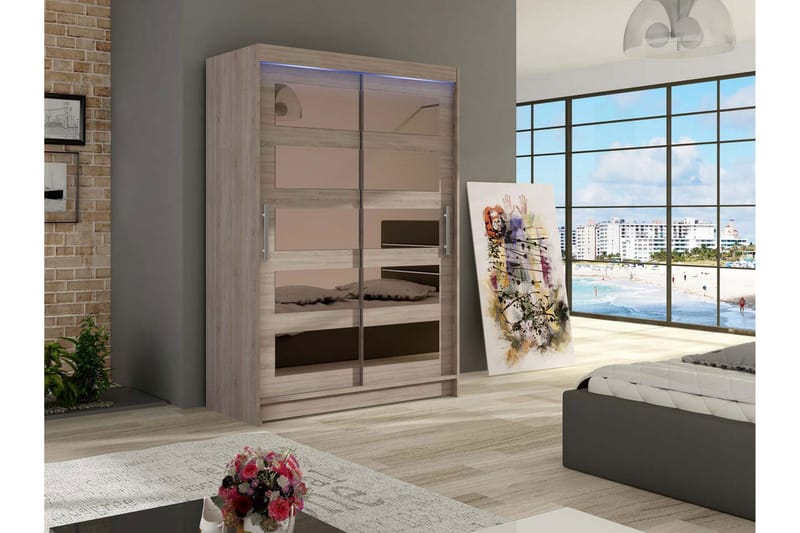 Miami Garderobe 120x58x200 cm - Beige / Grå - Oppbevaring - Klesoppbevaring - Garderober & garderobesystem - Garderobeskap & klesskap