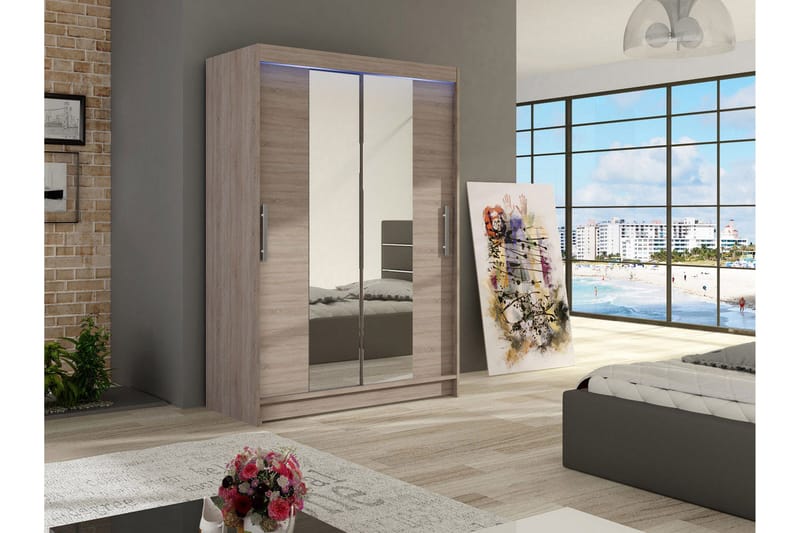 Miami Garderobe 120x58x200 cm - Beige / Grå - Oppbevaring - Klesoppbevaring - Garderober & garderobesystem - Garderobeskap & klesskap