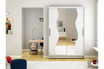 Miami Garderobe 120x58x200 cm - Beige / Hvit - Oppbevaring - Klesoppbevaring - Garderober & garderobesystem