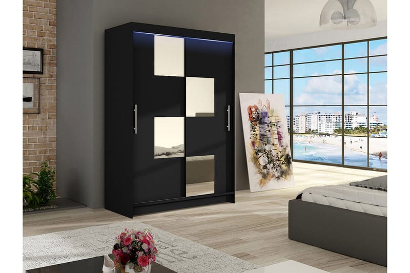 Miami Garderobe 120x58x200 cm - Beige / Svart / Hvit - Oppbevaring - Klesoppbevaring - Garderober & garderobesystem - Garderobeskap & klesskap