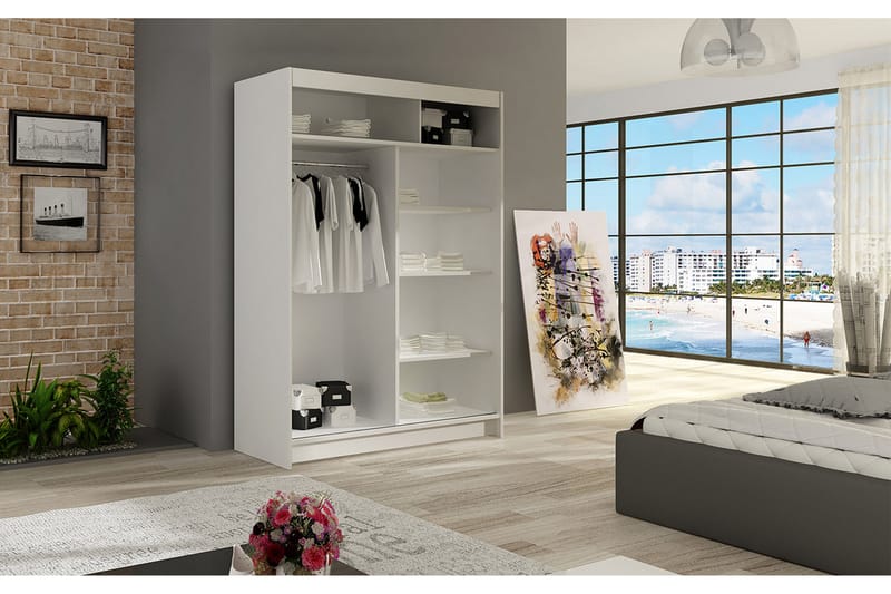 Miami Garderobe 120x58x200 cm - Grå / Hvit - Garderober & garderobesystem - Garderobeskap & klesskap
