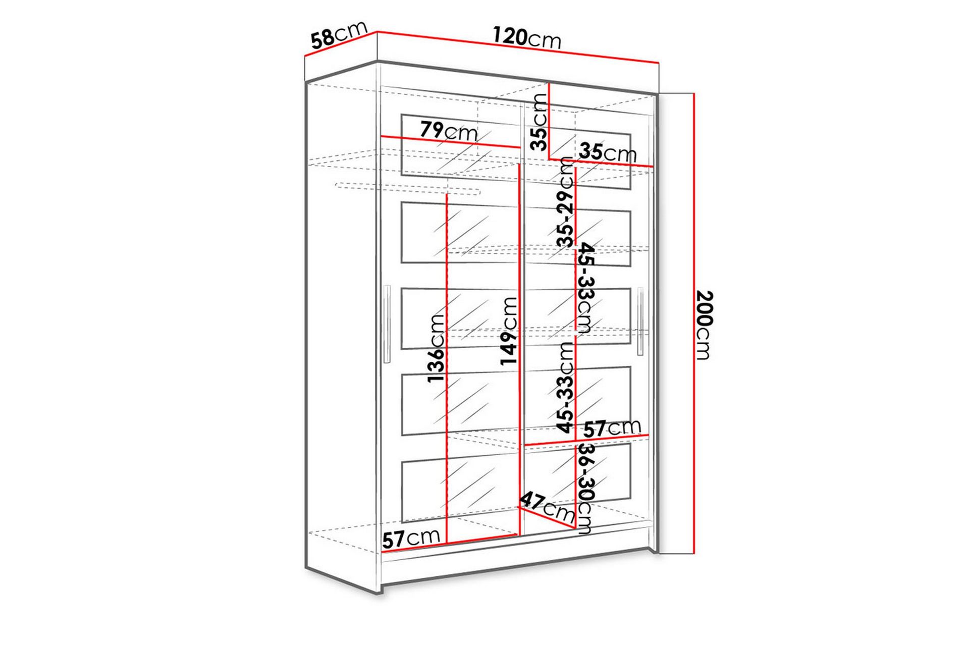 Miami Garderobe 120x58x200 cm - Svart - Oppbevaring - Klesoppbevaring - Garderober & garderobesystem