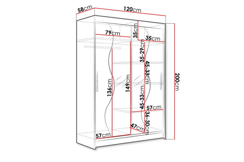 Miami Garderobe 120x58x200 cm - Oppbevaring - Klesoppbevaring - Garderober & garderobesystem
