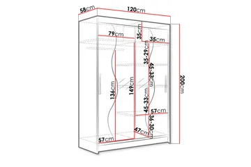 Miami Garderobe 120x58x200 cm - Oppbevaring - Klesoppbevaring - Garderober & garderobesystem