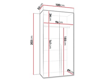Milias garderobe 100x202 cm - Brun/svart - Oppbevaring - Klesoppbevaring - Garderober & garderobesystem - Garderobeskap & klesskap